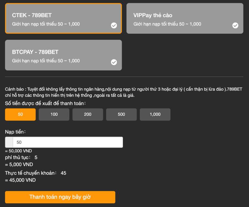 Quy Trình Nạp Tiền 789BET Tường Tận, Chi Tiết 6 The Cao Dien Thoai 789bet